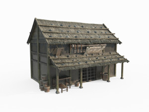 Asian ancient architecture and residential stores 3D Model