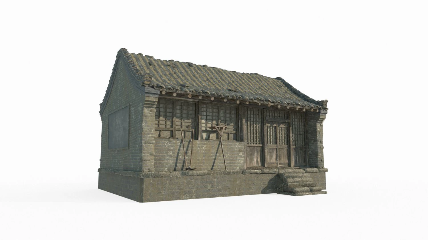 East Asian ancient architecture blue brick houses 3D Model .c4d .max .obj .3ds .fbx .stl .blend 