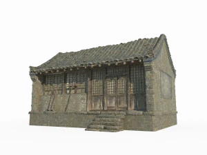 East Asian ancient architecture blue brick houses 3D Model