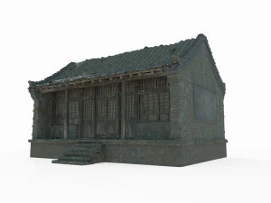 East Asian ancient architecture blue brick houses 3D Model
