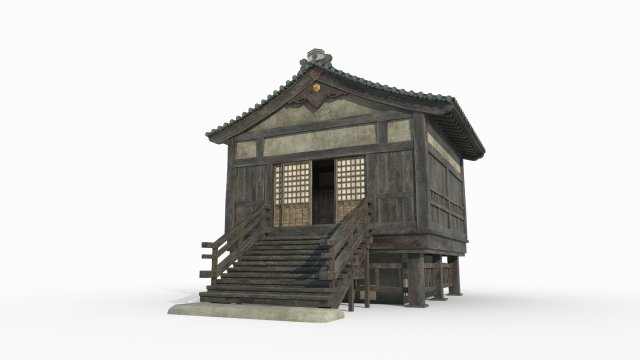 East Asian Ancient Architecture Little Buddha Hall 3D Модель .c4d .max .obj .3ds .fbx .stl .blend 
