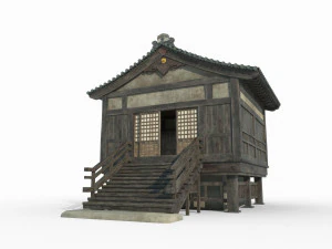 East Asian Ancient Architecture Little Buddha Hall 3D Model