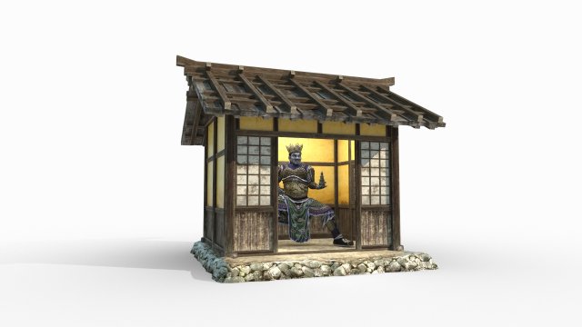 East Asian Ancient Architecture Small Temple 3D-Modell .c4d .max .obj .3ds .fbx .stl .blend 
