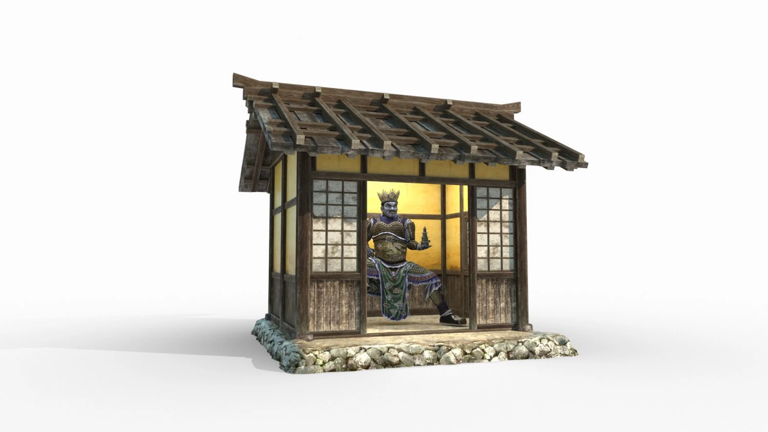 East Asian Ancient Architecture Small Temple 3D Model .c4d .max .obj .3ds .fbx .stl .blend 