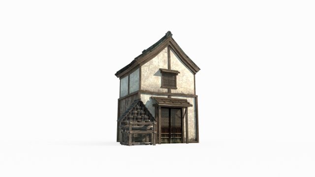 East Asian Ancient Architecture Small Shop Model 3D .c4d .max .obj .3ds .fbx .stl .blend 