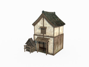 East Asian Ancient Architecture Small Shop Model 3D