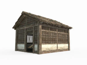 Case di legno di architettura antica dell'Asia orientale Modello 3D