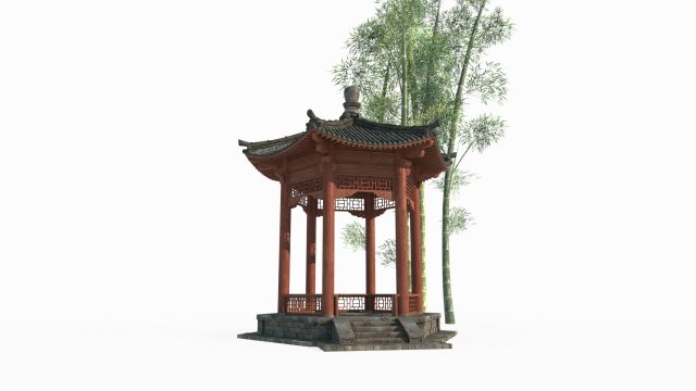 East Asian ancient architectural landscape pavilion Modelo 3D .c4d .max .obj .3ds .fbx .stl .blend 