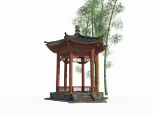 East Asian ancient architectural landscape pavilion 3D Model