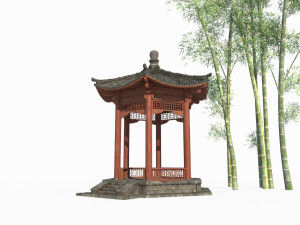 East Asian ancient architectural landscape pavilion Modelo 3D