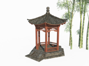 East Asian ancient architectural landscape pavilion Modelo 3D