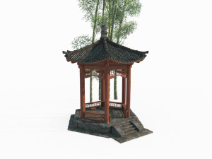 East Asian ancient architectural landscape pavilion Modelo 3D