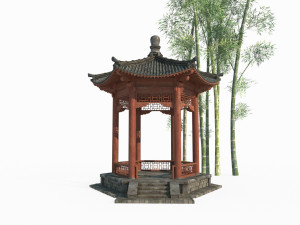 East Asian ancient architectural landscape pavilion Modelo 3D