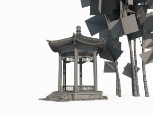 East Asian ancient architectural landscape pavilion Modelo 3D