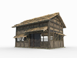 Ancient East Asian Architecture Wooden Houses Modello 3D