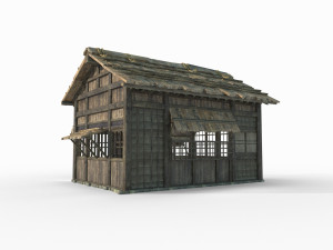 Ancient East Asian Architecture Wooden Houses Modello 3D