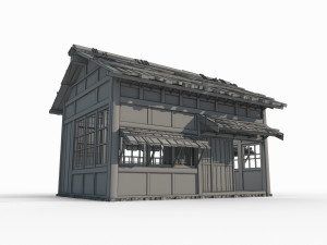 Ancient East Asian Architecture Wooden Houses Modello 3D