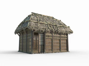 Pondok Jerami Arsitektur Kuno Asia Timur Model 3D