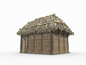 East Asian Ancient Architecture Thatched Cottage 3D Model
