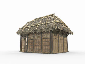 East Asian Ancient Architecture Thatched Cottage 3D Model