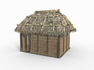 East Asian Ancient Architecture Thatched Cottage 3D Model