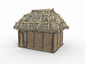 East Asian Ancient Architecture Thatched Cottage 3D Model