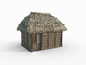 East Asian Ancient Architecture Thatched Cottage 3D Model