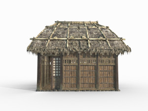 East Asian Ancient Architecture Thatched Cottage 3D Model