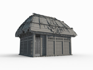 East Asian Ancient Architecture Thatched Cottage 3D Model
