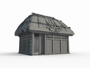 East Asian Ancient Architecture Thatched Cottage 3D Model
