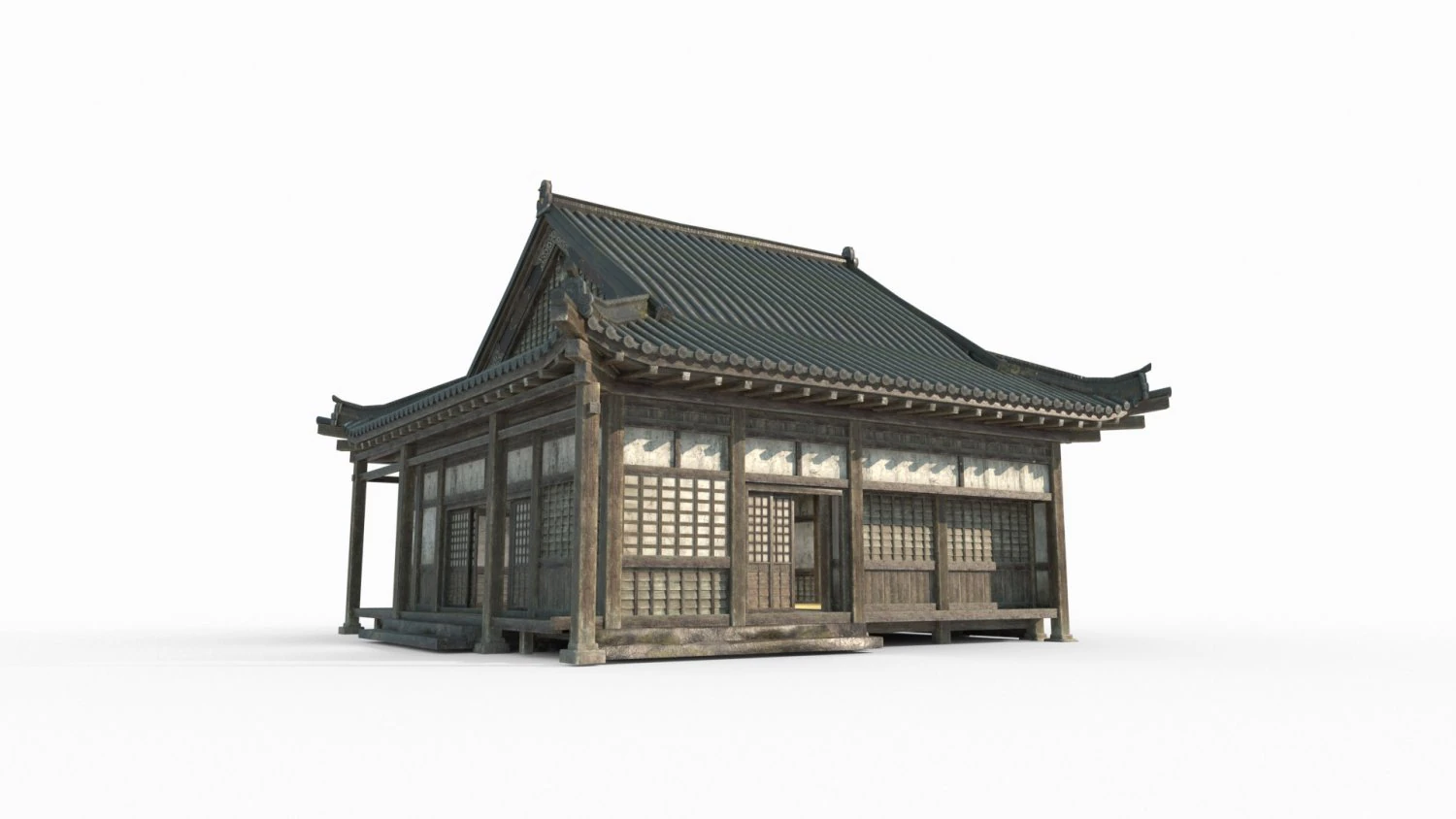 East Asian Ancient Architecture Grocery 3D Model .c4d .max .obj .3ds .fbx .stl .blend 