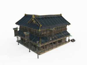 East Asian ancient city architecture restaurant Modèle 3D