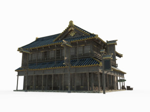 East Asian ancient city architecture restaurant Modèle 3D