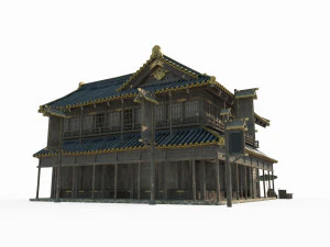 East Asian ancient city architecture restaurant 3D Model