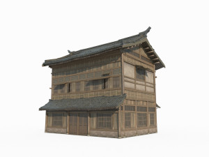 Ancient Asian Architecture Wooden Tile Houses 3D 모델