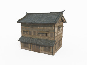 Ancient Asian Architecture Wooden Tile Houses 3D 모델