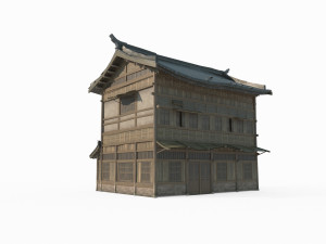 Ancient Asian Architecture Wooden Tile Houses 3D 모델