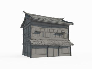 Ancient Asian Architecture Wooden Tile Houses 3D 모델