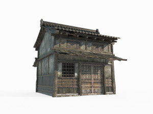 Ancient Asian architecture tiled houses 3D Model