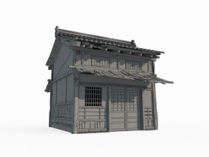 Ancient Asian architecture tiled houses 3D Модель