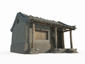 East Asian ancient building blue brick house 3D Model
