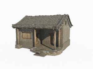 East Asian ancient building blue brick house 3Dモデル
