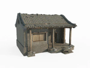 East Asian ancient building blue brick house 3D Model