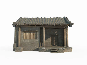 East Asian ancient building blue brick house 3D Model