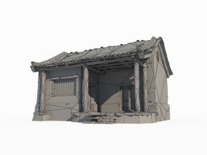 East Asian ancient building blue brick house 3Dモデル