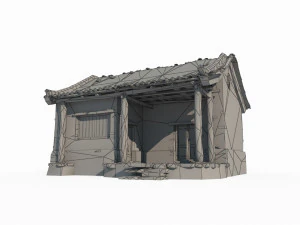 East Asian ancient building blue brick house 3D Model