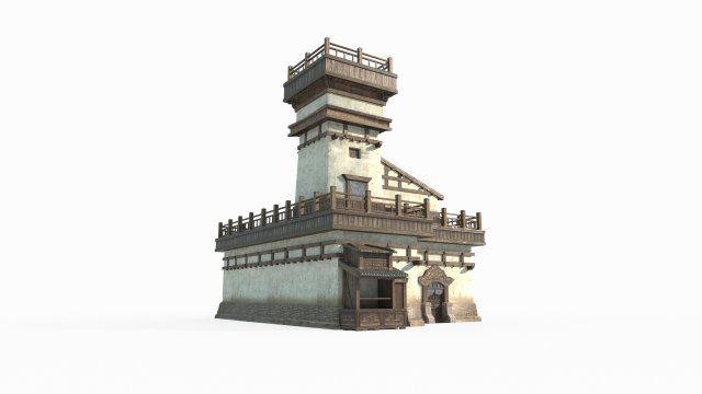 East Asian ancient architecture Desert Inn 3D मॉडल .c4d .max .obj .3ds .fbx .stl .blend 