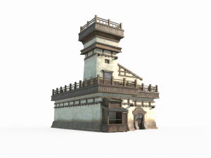 पूर्वी एशियाई प्राचीन वास्तुकला डेजर्ट इन 3D मॉडल