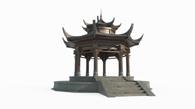 East Asian ancient architecture octagonal pavilion Modèle 3D .c4d .max .obj .3ds .fbx .stl .blend 