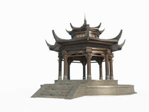 East Asian ancient architecture octagonal pavilion Modèle 3D